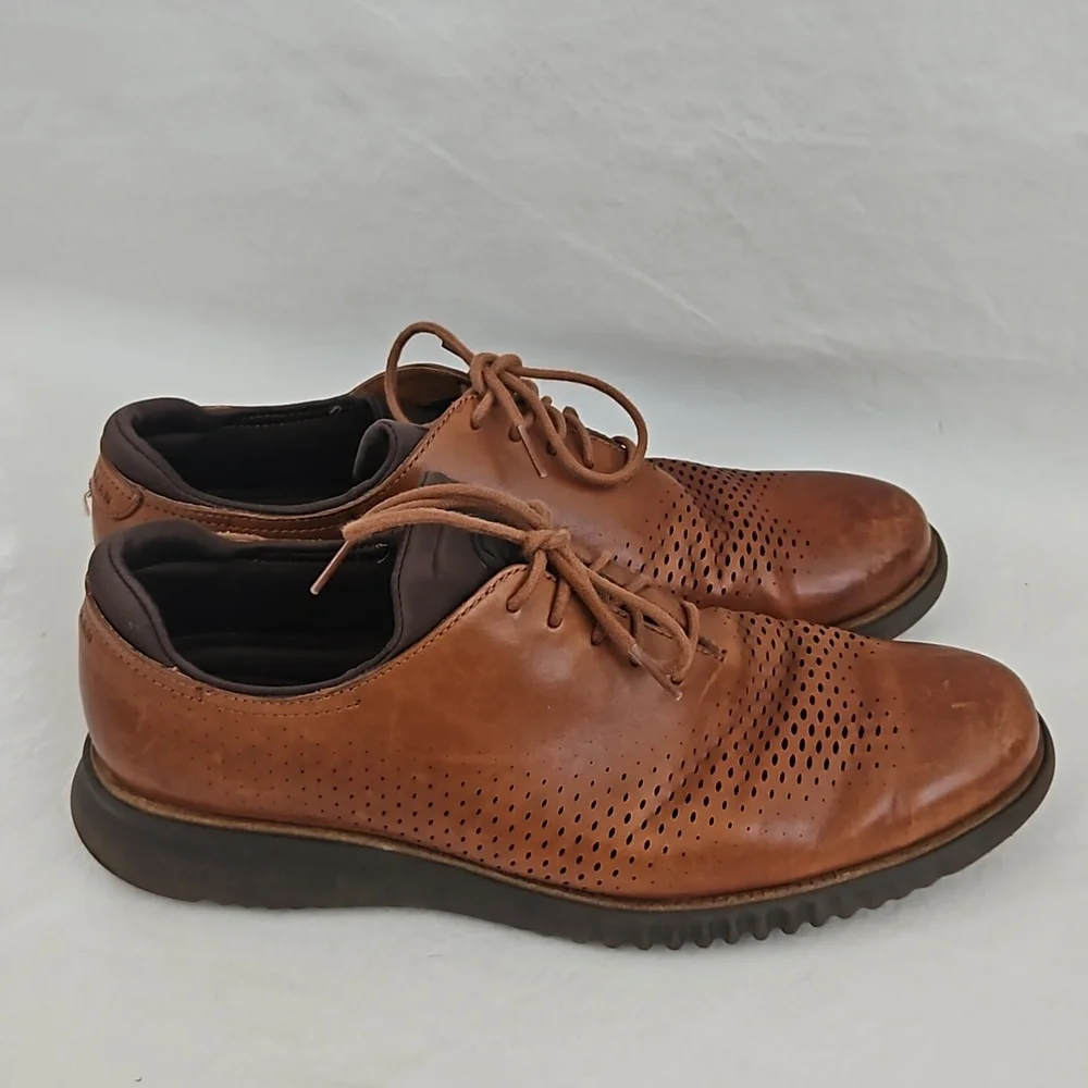 COLE HAAN Zerogrand Lazer British Tan Lace Up Wingtip Oxford Size 11.5